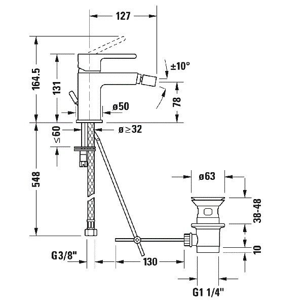 Смеситель для биде Duravit B.2 хром B22400001010