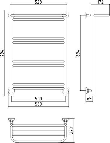 Полотенцесушитель водяной Стилье Версия-Н1 56x79.4 см без покрытия 00621-8050