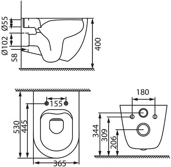 Чаша подвесного унитаза Allen Brau Reality серый 4.32006.AN