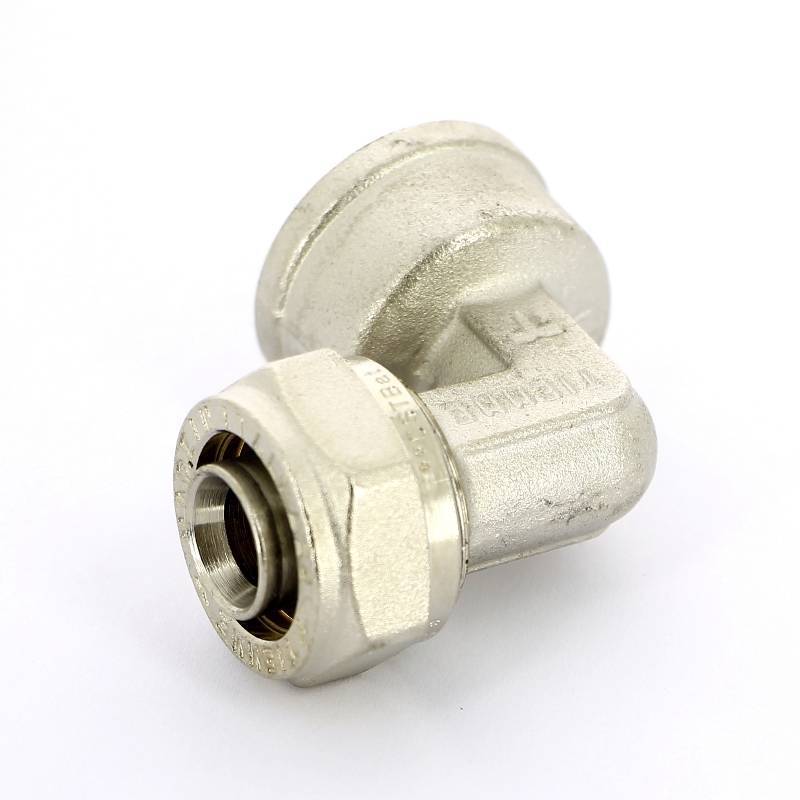 Угольник обжимной Tiemme 20х3/4 внутренняя резьба никелированный 1600023