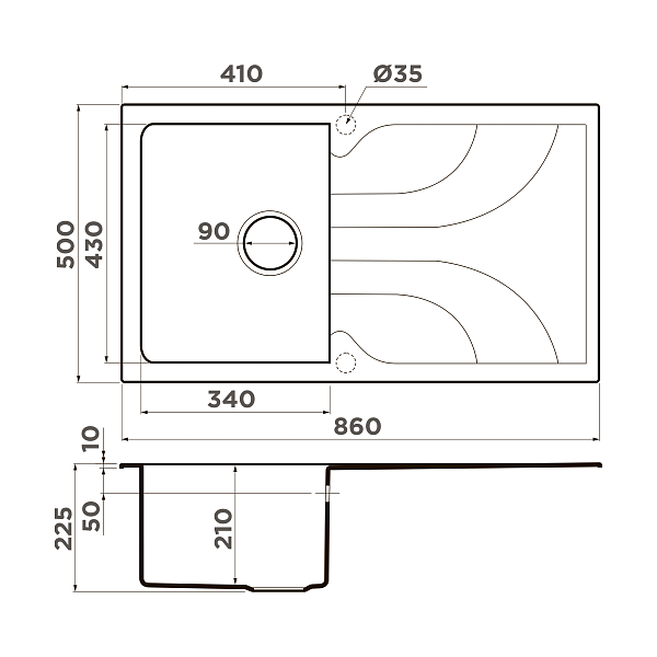 Кухонная мойка Omoikiri Yasugata 86-EV Tetogranit 86x50 см эверест 4993874