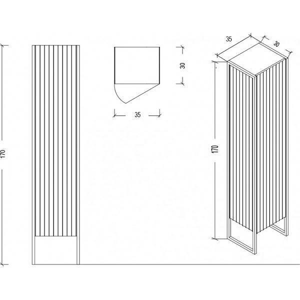 Шкаф-пенал напольный Boheme Monaco 35х30х170 см хром левый 868-RCR-L