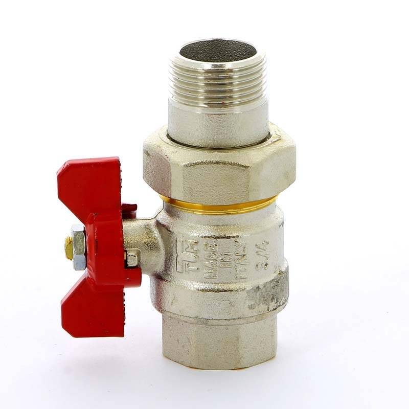 Кран шаровой Tiemme НВ с разъемным соединением для коллектора бабочка 3/4 2120001