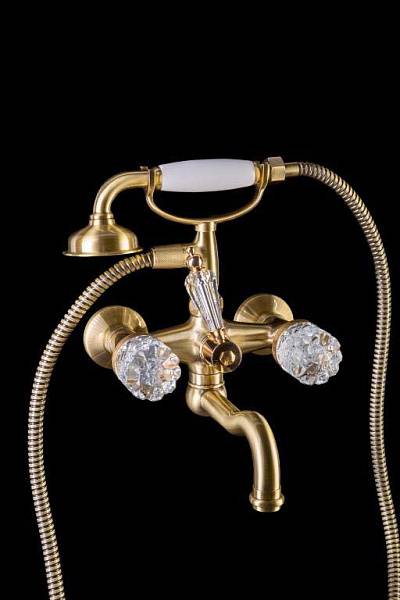 Смеситель для ванны с душевым комплектом Boheme Crystal двухвентильный бронза 313-CRST