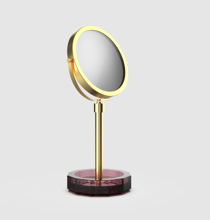 Косметическое зеркало Decor Walther KRISTALL круглое без подсветки бордовый/золото 0941897