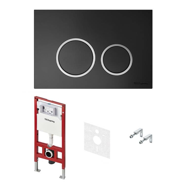 Инсталляция для унитаза TECE TeceSpring с клавишей черный матовый/хром 955102