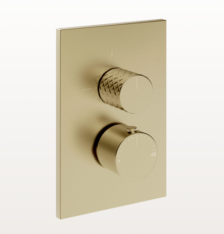 Смеситель для душа, Gessi, Habito Intreccio, на 2 потребителя, настенный встраиваемый, цвет-Brushed Brass PVD