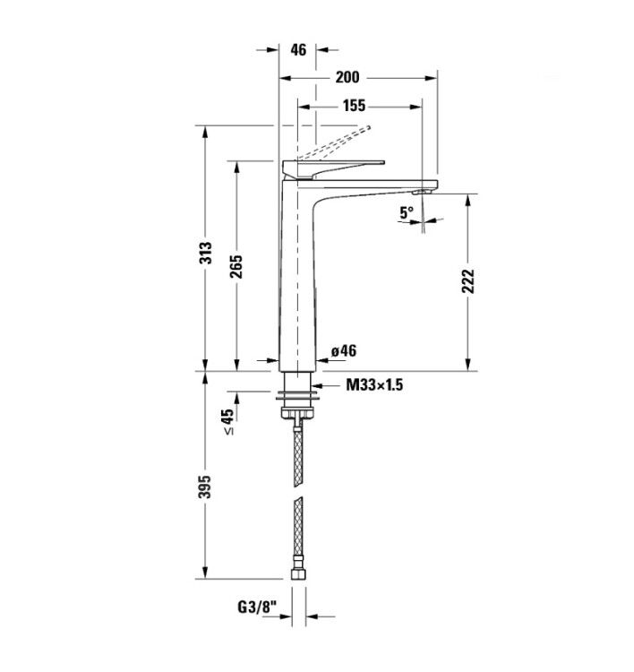 Смеситель для раковины Duravit Tulum XL хром TU1040002010