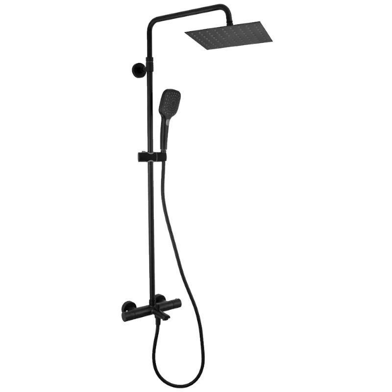 Душевая система для ванны Remer Elegance термостатическая верхний душ 25 см черный матовый EQ34A8CPUFS25NO