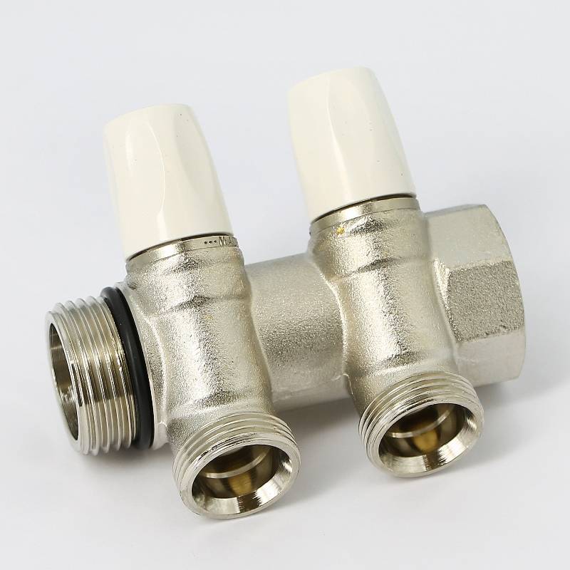 Коллектор с вентилями REHAU Rautitan MX 1х3/4 EK 2 выхода 40 мм никелированный 131644