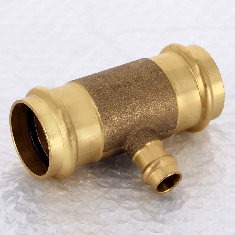 Тройник пресс бронзовый Viega Sanpress 42x15x42 мм 314224