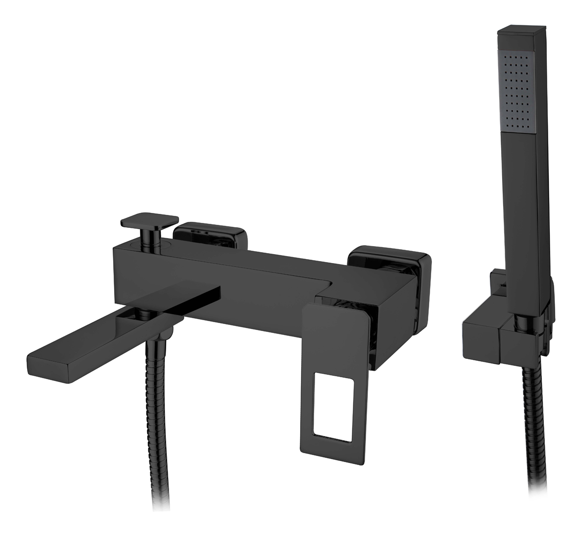 Смеситель для ванны Boheme Q с душевым комплектом черный 143-BB