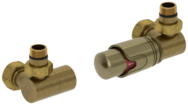 Комплект терморегуляторов Сунержа 3D автоматический правый G 1/2 x G 3/4 бронза состаренная 0514220001