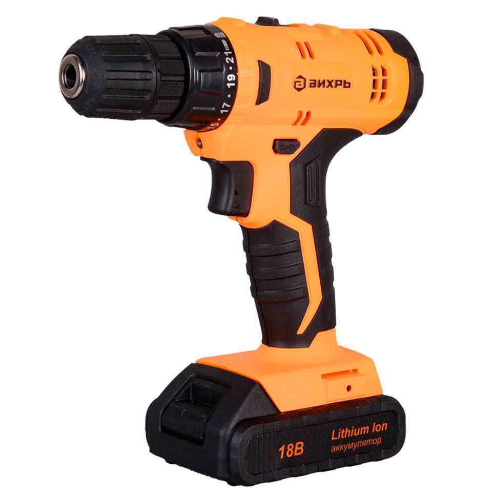 Аккумуляторная дрель-шуруповерт Вихрь ДА-18Л-2К 18 В 2.0 Ач 72/14/10