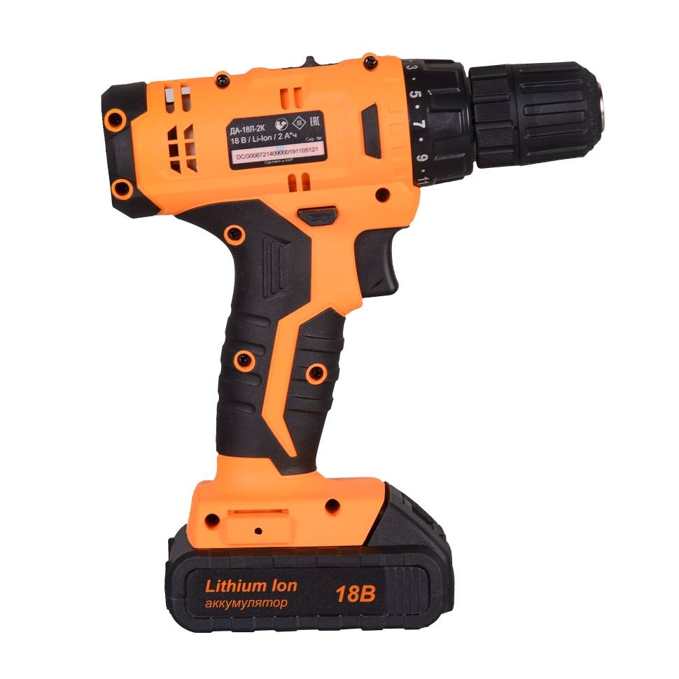 Аккумуляторная дрель-шуруповерт Вихрь ДА-18Л-2К 18 В 2.0 Ач 72/14/10