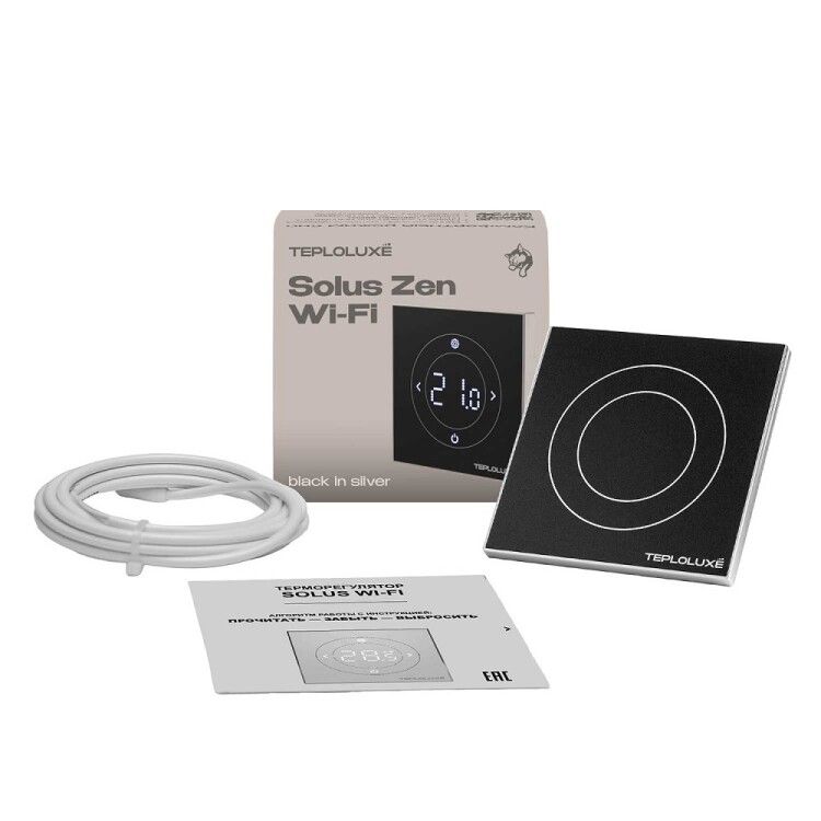 Терморегулятор электронный Теплолюкс Solus Zen Wi-Fi черный/серебро 100000379500