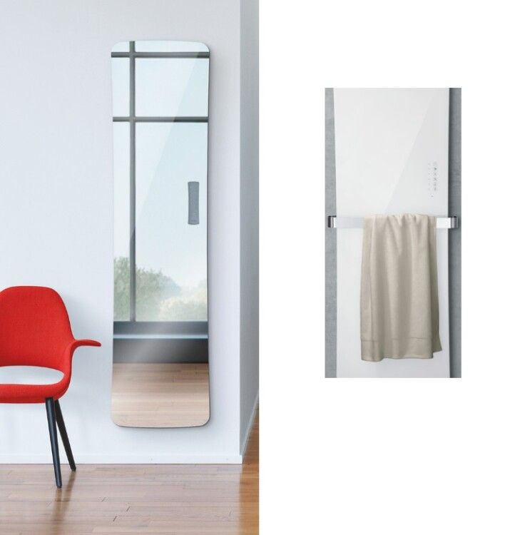 Полотенцесушитель электрический Zehnder Folio Glass 540x1796 мм 800 Вт зеркальное стекло FGM-180-052/D