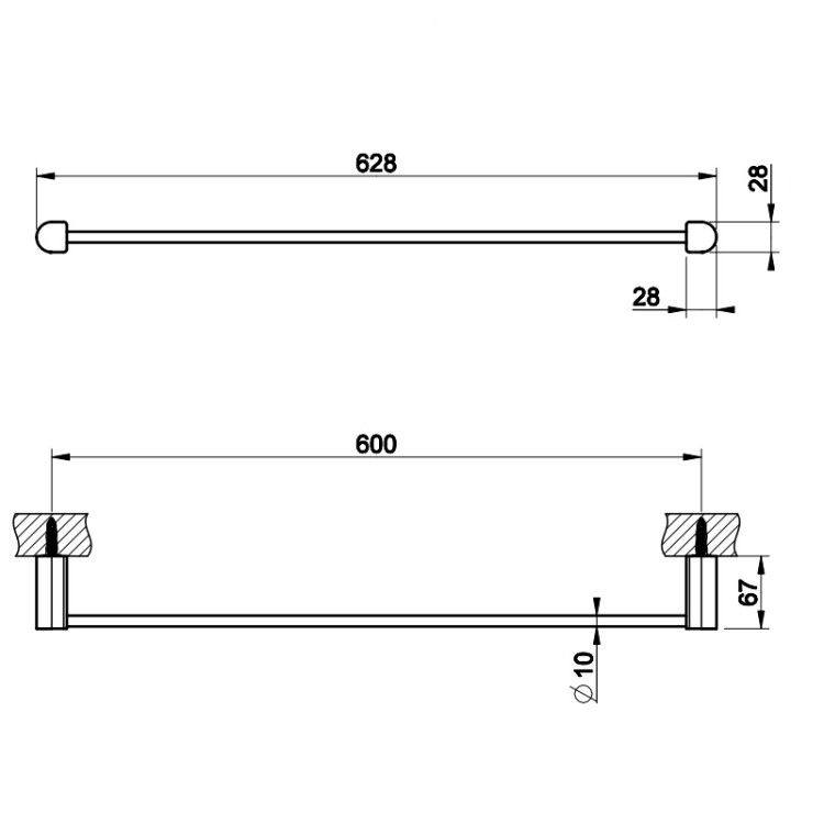 Полотенцедержатель Gessi Rilievo одинарный 600 мм Finox Brushed Nickel 59403149