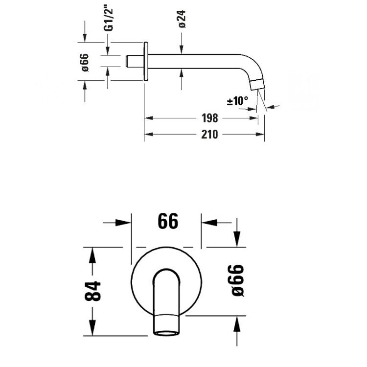 Излив Duravit No.1 настенный 198 мм хром N15240010070