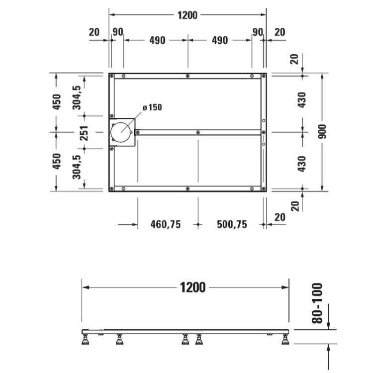 Опорная рама Duravit Stonetto для душевого поддона 1200x900 мм 791106000000000