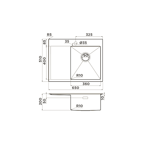 Кухонная мойка Omoikiri Akisame 65-R-LG 65x51 см светлое золото 4973084