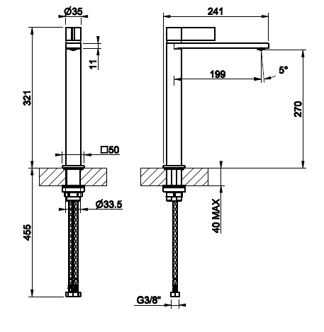 Смеситель для раковины Gessi Inverco Rigato Copper Brushed PVD 73504708
