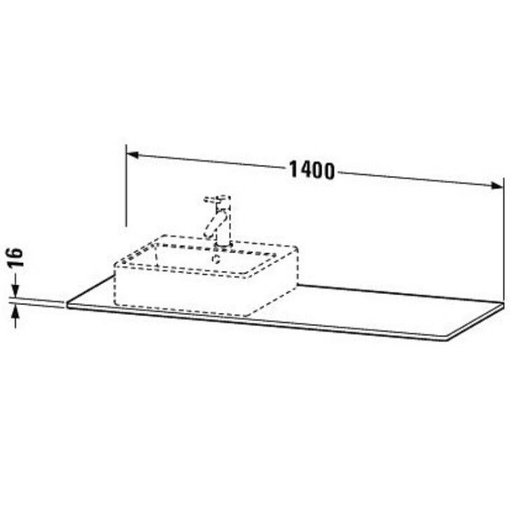Столешница Duravit XSquare 1400x550x16 мм вырез в центре графит матовый XS060GM4949