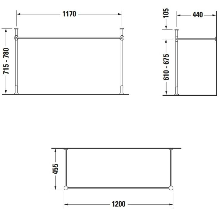 Консоль-полотенцедержатель Duravit Vero 1200x440x780 мм хром 0030731000