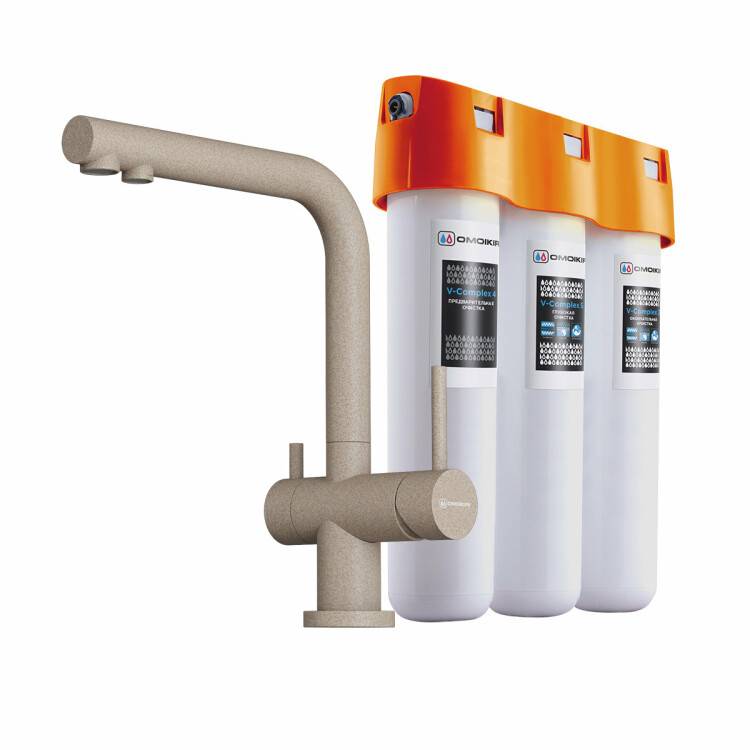 Смеситель для кухни OMOIKIRI Nagano-P хром с водоочистителем PURE DROP Lite 40558028P