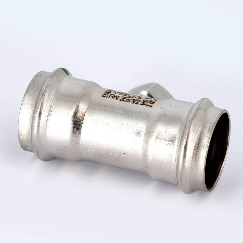 Тройник пресс Sanpress Inox Viega нержавеющая сталь 35х1/2х35 мм ВР 437213