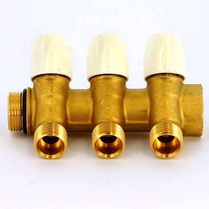 Коллектор с вентилями Tiemme 3/4х1/2 3 выхода 36 мм 1860035