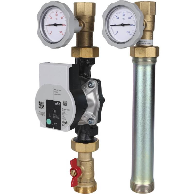 Насосная группа Meibes V-UK DN 25 без смесителя с насосом Wilo PARA SC 7.0 подача слева M66813.36WI