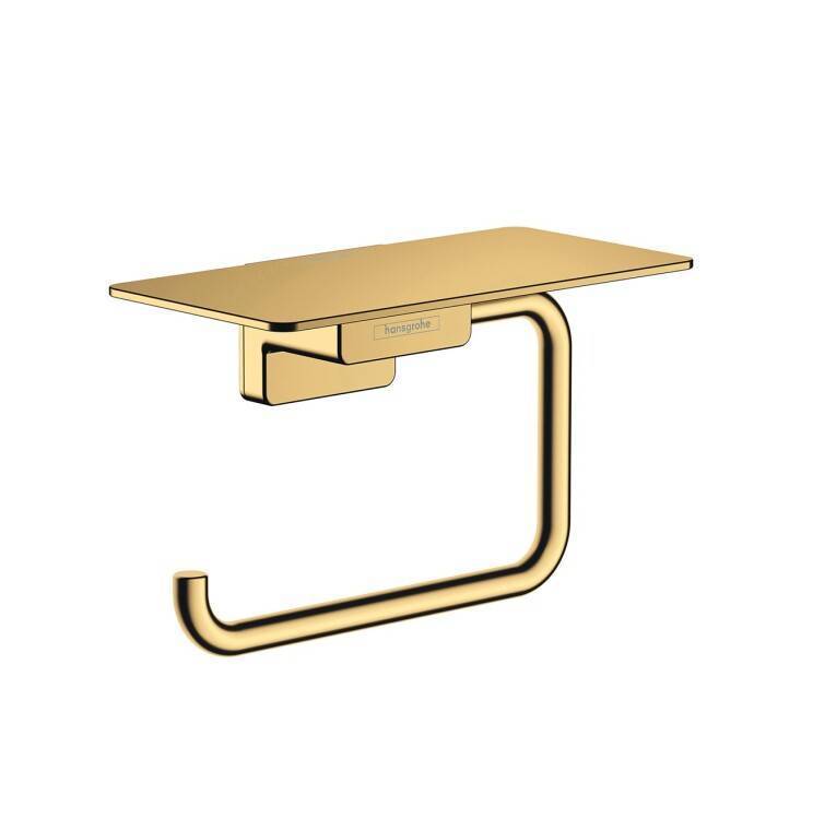 Бумагодержатель Hansgrohe AddStoris с полочкой полированное золото 41772990