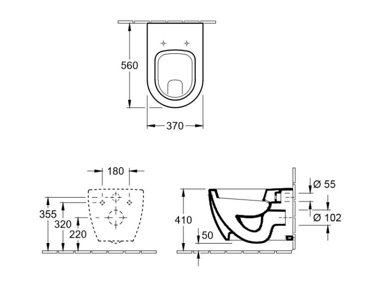 Унитаз подвесной Villeroy & Boch Subway 370x560 мм альпийский белый 66031001
