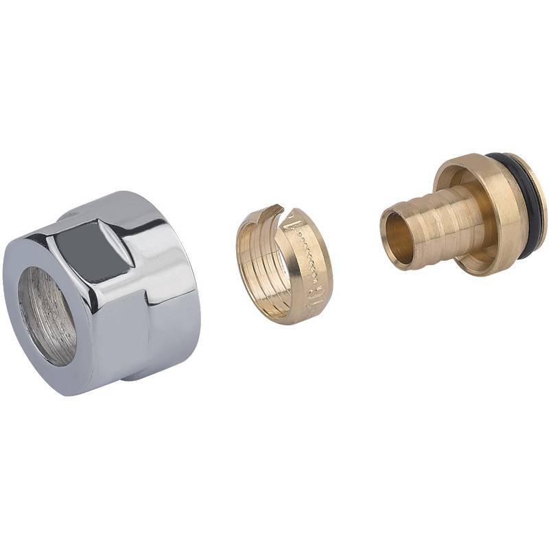 Соединитель обжимной Comisa 16х2.0 мм - 3/4 EK хромированный для PEX труб A58803B