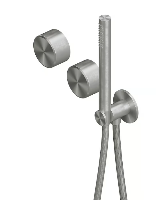 Смеситель для душа Quadrodesign Stereo на 2 потребителя цвет сталь брашированная 1668AS