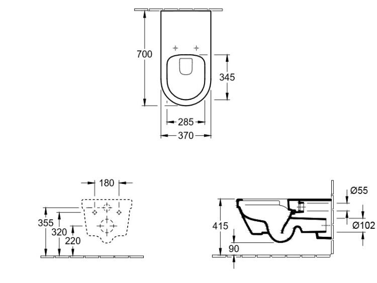 Унитаз подвесной Villeroy & Boch Architectura Vita 370x700x325 мм CeramicPlus альпийский белый 5649R0R1