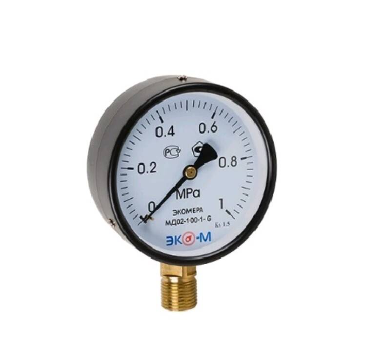 Манометр Экомера МД-02 100 мм 0-1 МПа G1/2 радиальный МД02100G1МПаЭИ