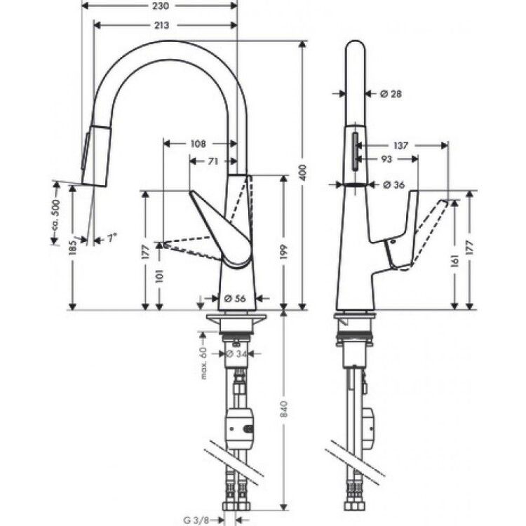 Смеситель для кухни Hansgrohe Talis M51 Eco с вытяжным душем хром 72817000