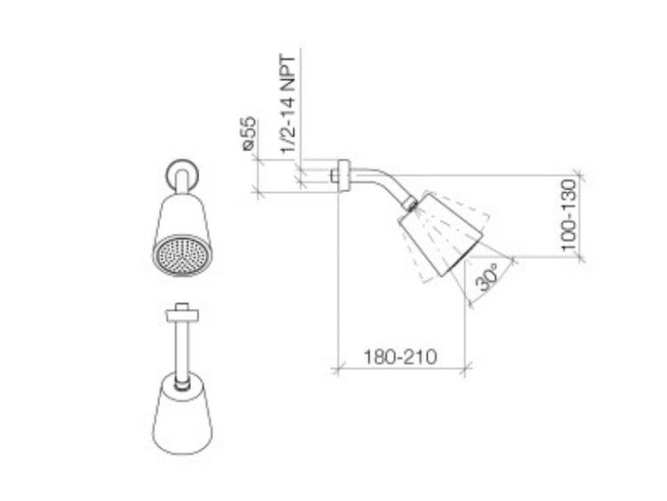 Верхний душ Dornbracht Tara 92 мм настенный черный матовый 28504979-33