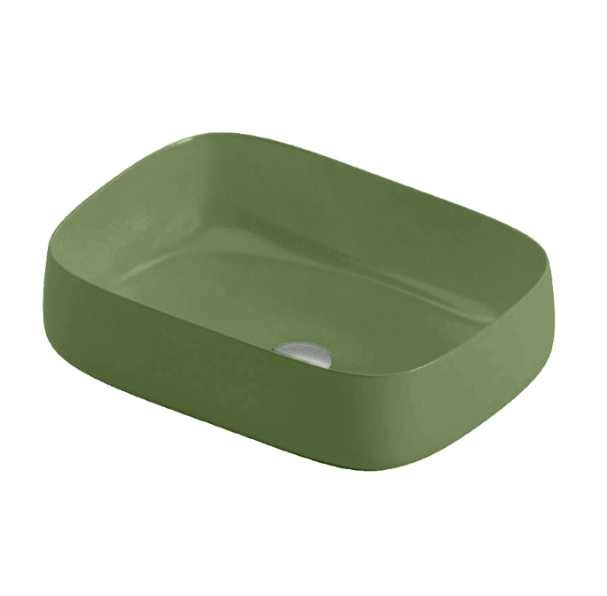 Раковина накладная Artceram Cognac Quadro 560x410x150 мм 1 отверстие Saniglaze Green Salvia COL0094400