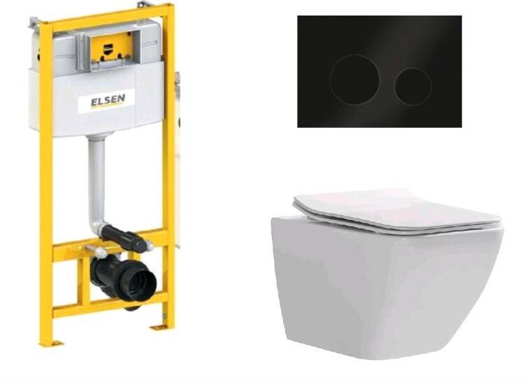 Комплект инсталляция с подвесным унитазом ELSEN E11 360x530x365 мм клавиша черный матовый EIN5001120E11blackmatt818BSet