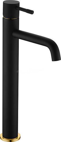 Смеситель для раковины высокий Boheme Uno черный матовый/золото матовое 462-BG