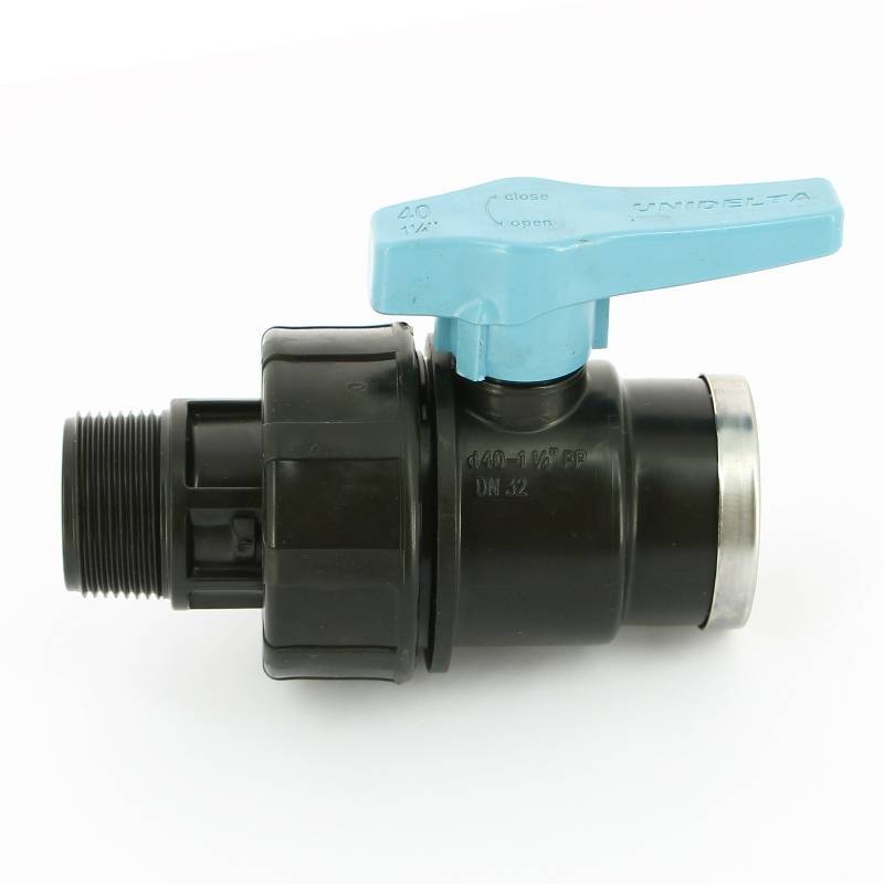 Кран для труб ПНД Unidelta НВ 1 1/4 полипропилен PP-B 1075005005001
