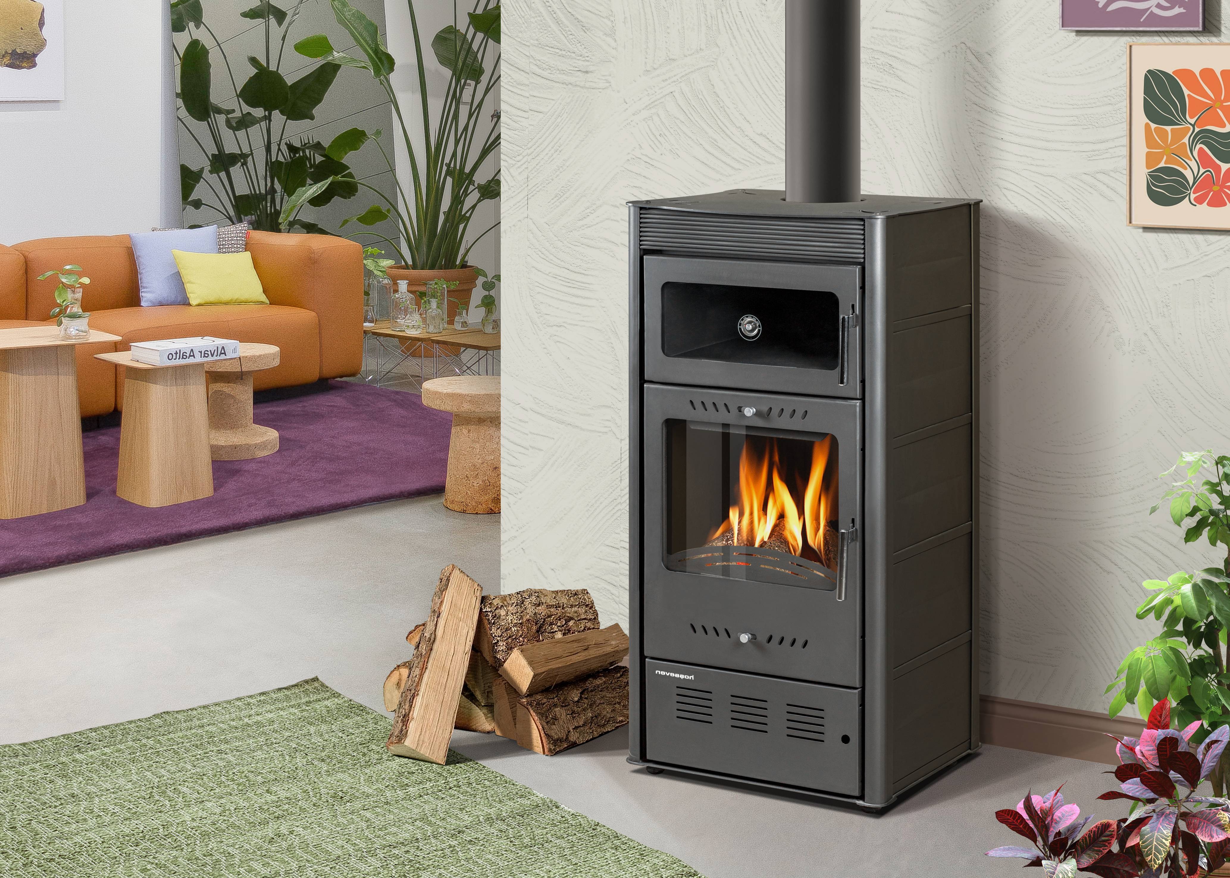 Печь-камин с духовкой Hosseven ROSE OVEN Anthracite А5066