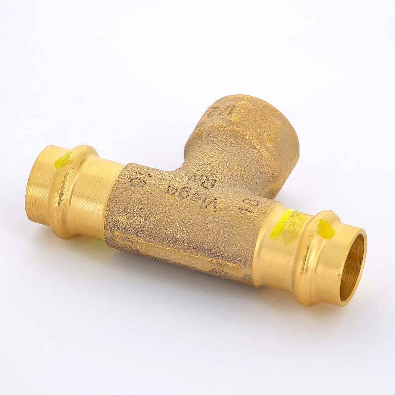 Тройник пресс-В Viega Profipress G 18х1/2х18 бронза 352714