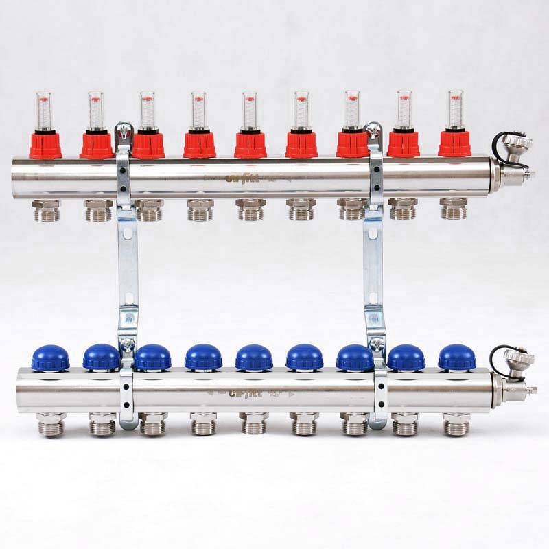 Коллекторная группа Uni-Fitt серия E 1x3/4 EK 9 выходов с расходомерами 440E4309