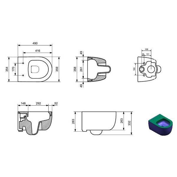 Унитаз подвесной Allen Brau Priority 2 Rimless 49x36 см белый 4.31002.20