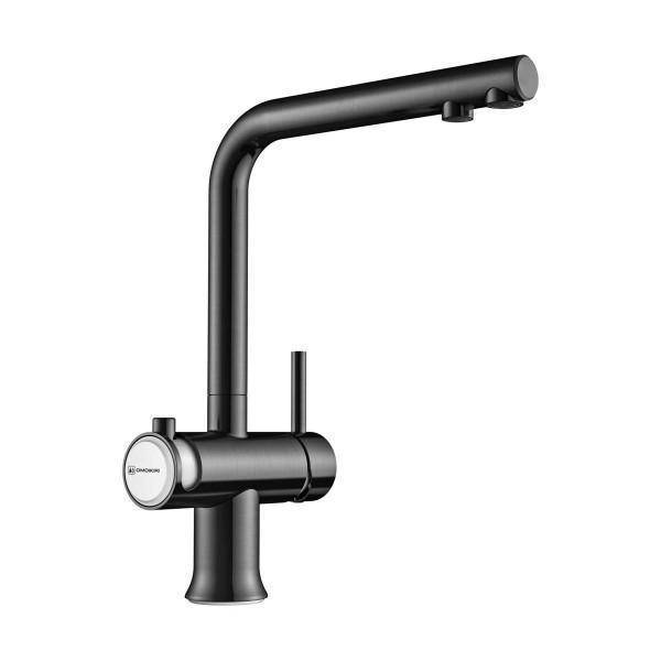 Смеситель для кухни Omoikiri Hotaru с подключением фильтра вороненая сталь/белый 4994053