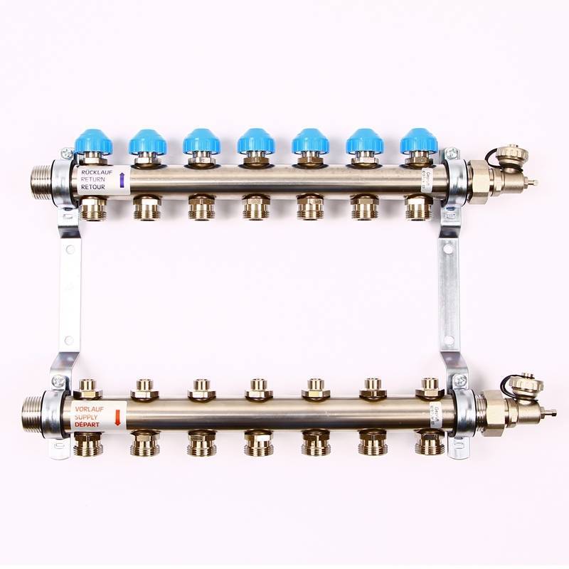 Коллекторная группа Uni-Fitt 1 x 3/4 7 выходов с балансировочными и термостатическими вентилями 456W4307